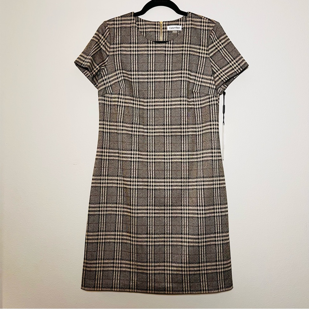 NWT Chanel-style Plaid Mini Dress - Black and Tan